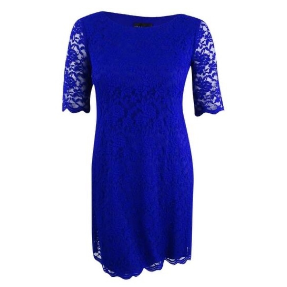 Connected Apparel Cobalt Lace Sheath Dress